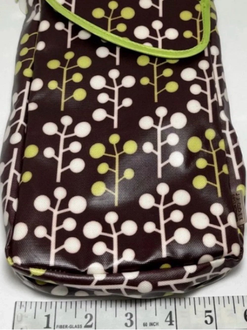JJ Cole Brown Diaper & Wipes Pod with Lime and White Pattern